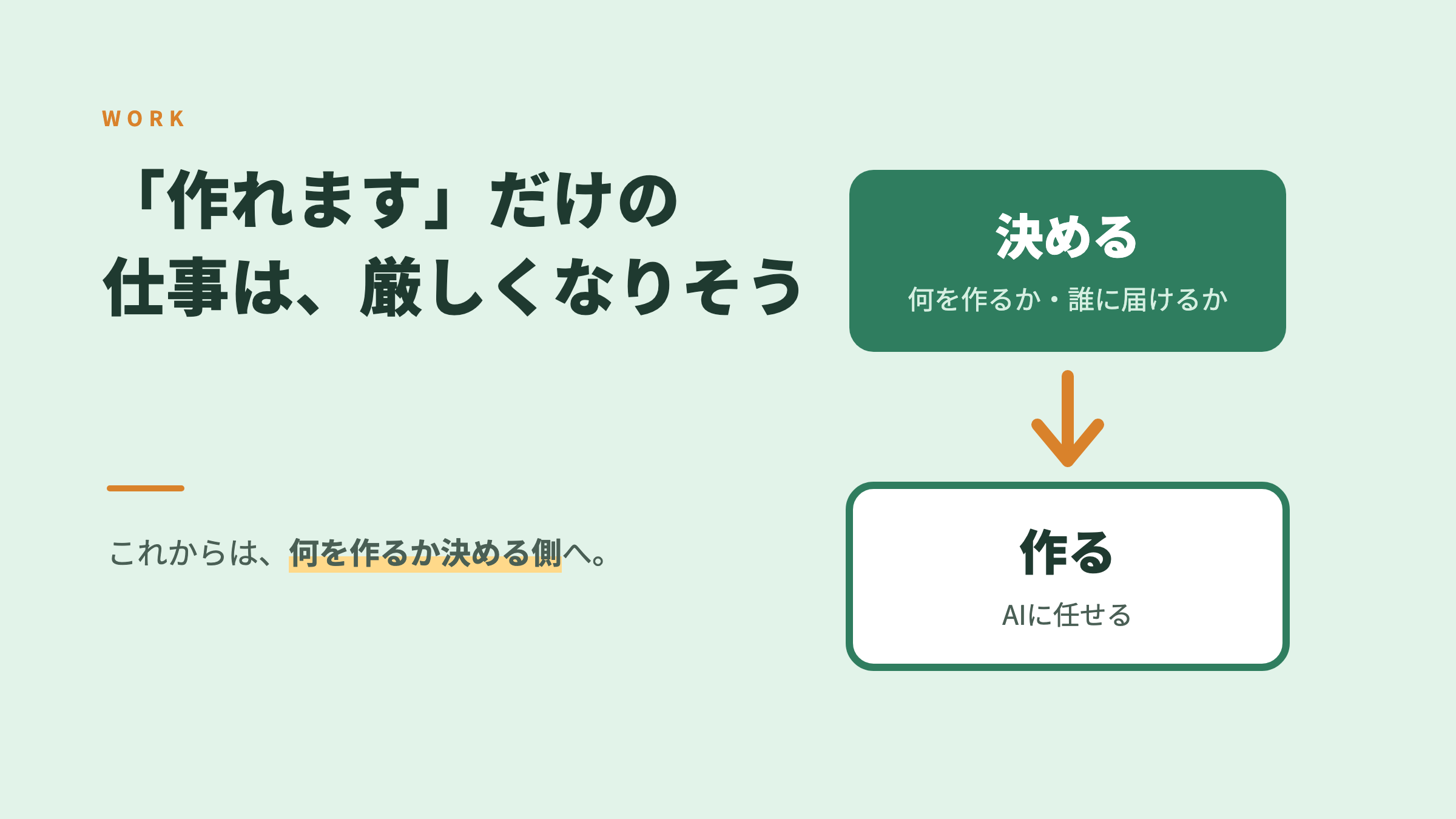 「作れます」だけの仕事は、厳しくなりそう